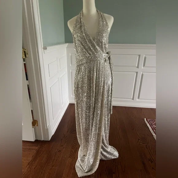 Halston Heritage | Dresses | Halston Silver Evening Gown | Poshmark